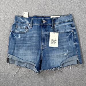 Cosmic Blue Love Blue Cut Off Denim Shorts Size 27 Distressed Medium Wash New